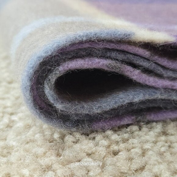 Luxurious Cashmere Scarf Purple Plaid Thick Plush - Picture 10 of 13